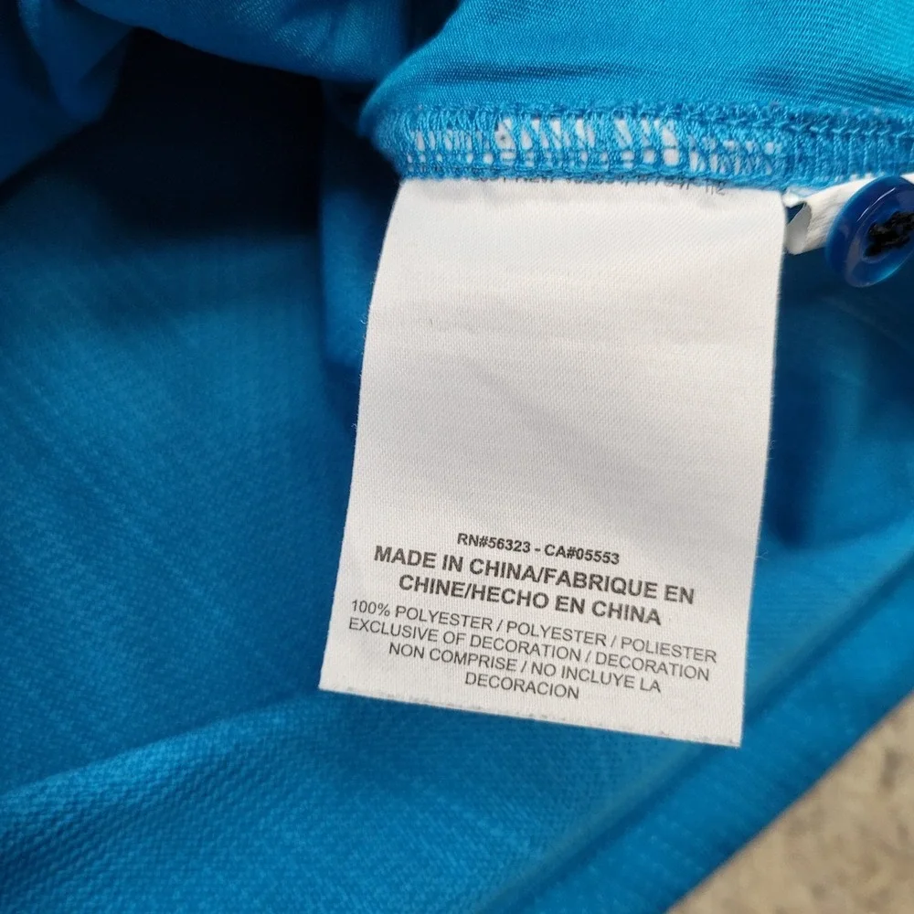 Nike Dri Fit Carolina Panthers Polo Shirt Mens 2XL Blue Short Sleeve Black Trim‎